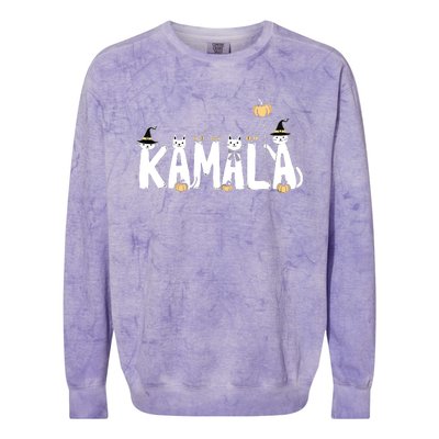 Kamala Halloween Cat Lover Witch Name Design Colorblast Crewneck Sweatshirt