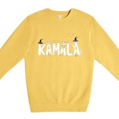 Kamala Halloween Cat Lover Witch Name Design Premium Crewneck Sweatshirt