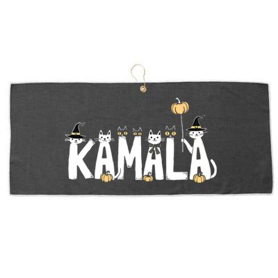 Kamala Halloween Cat Lover Witch Name Design Large Microfiber Waffle Golf Towel