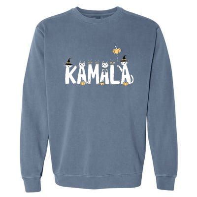 Kamala Halloween Cat Lover Witch Name Design Garment-Dyed Sweatshirt