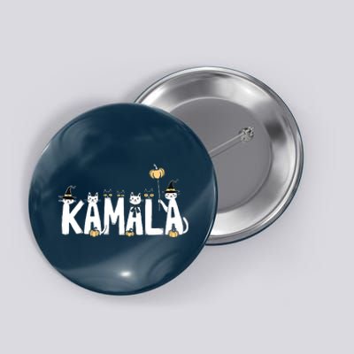 Kamala Halloween Cat Lover Witch Name Design Button