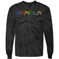 Kamala Harris Cat Lettering Funny Cat Ladies For Kamala Tie-Dye Long Sleeve Shirt