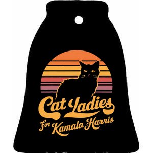 Kamala Harris Cat Lady Ceramic Bell Ornament