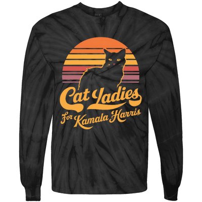 Kamala Harris Cat Lady Tie-Dye Long Sleeve Shirt