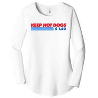 Keep Hot Dogs $1.50 Women's Perfect Tri Tunic Long Sleeve Shirt