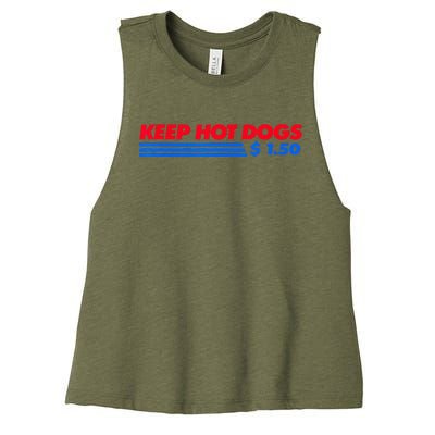 Keep Hot Dogs $1.50 Women's Racerback Cropped Tank