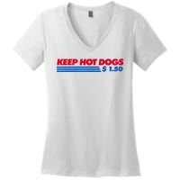 Keep Hot Dogs $1.50 Dollars Women's V-Neck T-Shirt