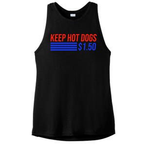 Keep Hot Dogs $1.50 Dollars Ladies PosiCharge Tri-Blend Wicking Tank