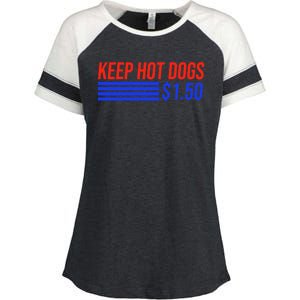 Keep Hot Dogs $1.50 Dollars Enza Ladies Jersey Colorblock Tee