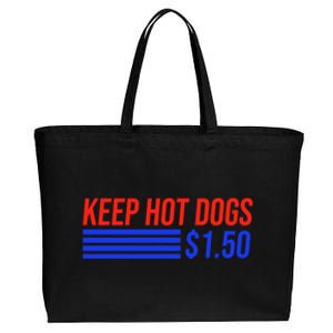 Keep Hot Dogs $1.50 Dollars Cotton Canvas Jumbo Tote