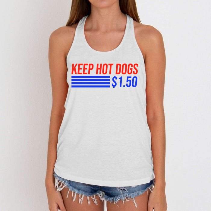 Keep Hot Dogs $1.50 Dollars Women's Knotted Racerback Tank