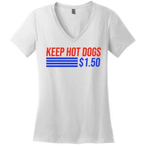 Keep Hot Dogs $1.50 Dollars Women's V-Neck T-Shirt