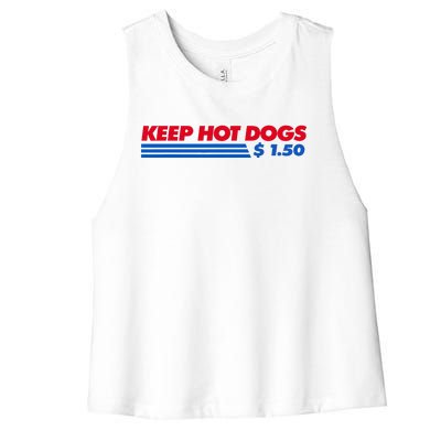 Keep Hot Dogs $1.50 Dollars Women's Racerback Cropped Tank