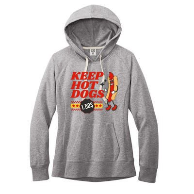 Keep Hot Dogs 1.50 Funny Hotdog Lover Retro Vintage Women's Fleece Hoodie