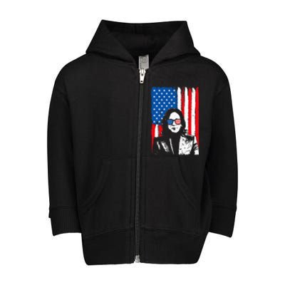 Kamala Harris Democratic American Flag Toddler Zip Fleece Hoodie