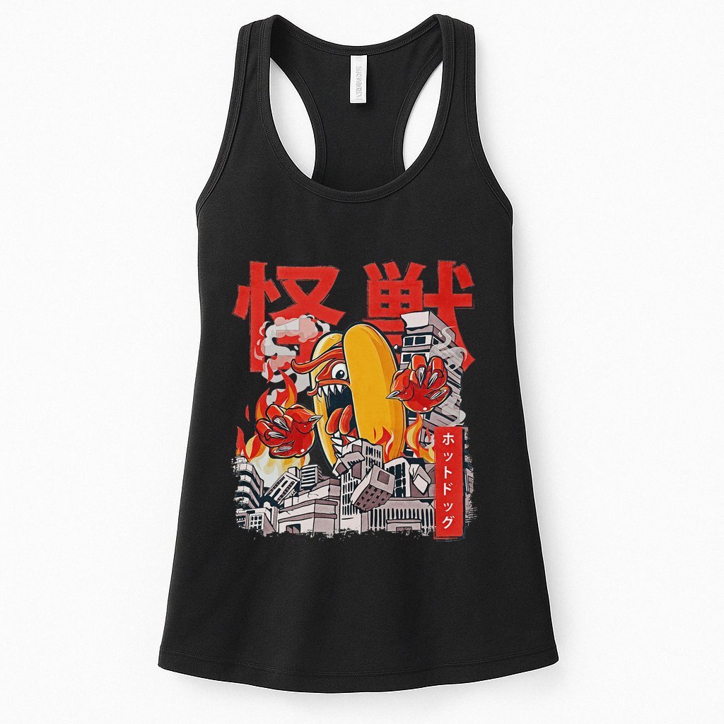 Kaiju Hot Dog Japanese Anime Monster Hotdog Womens Tank Top