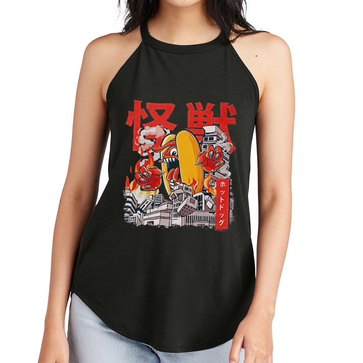 Kaiju Hot Dog Japanese Anime Monster Hotdog Women's Perfect Tri Rocker Tank
