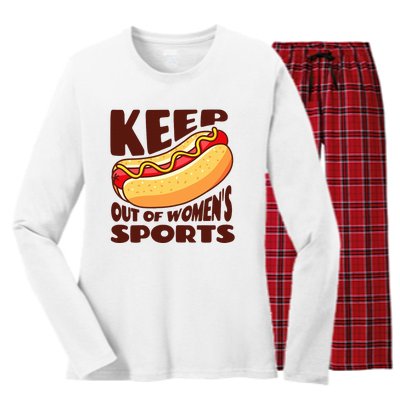 Keep Hot Dogs Out Of Sports Trump Fans Women's Long Sleeve Flannel Pajama Set 