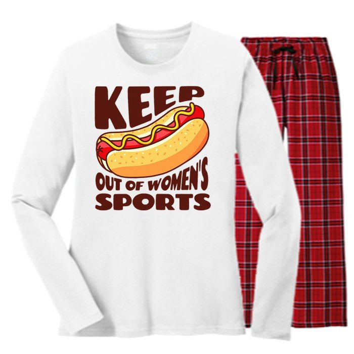 Keep Hot Dogs Out Of Sports Trump Fans Women's Long Sleeve Flannel Pajama Set 