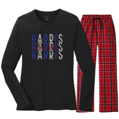 Kamala Harris Election 2024 Graphic Women's Long Sleeve Flannel Pajama Set 