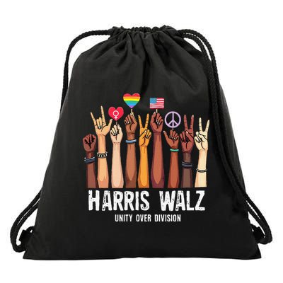 Kamala Harris Election Day Harris Walz Unity Over Division Drawstring Bag