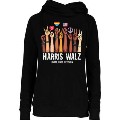 Kamala Harris Election Day Harris Walz Unity Over Division Womens Funnel Neck Pullover Hood