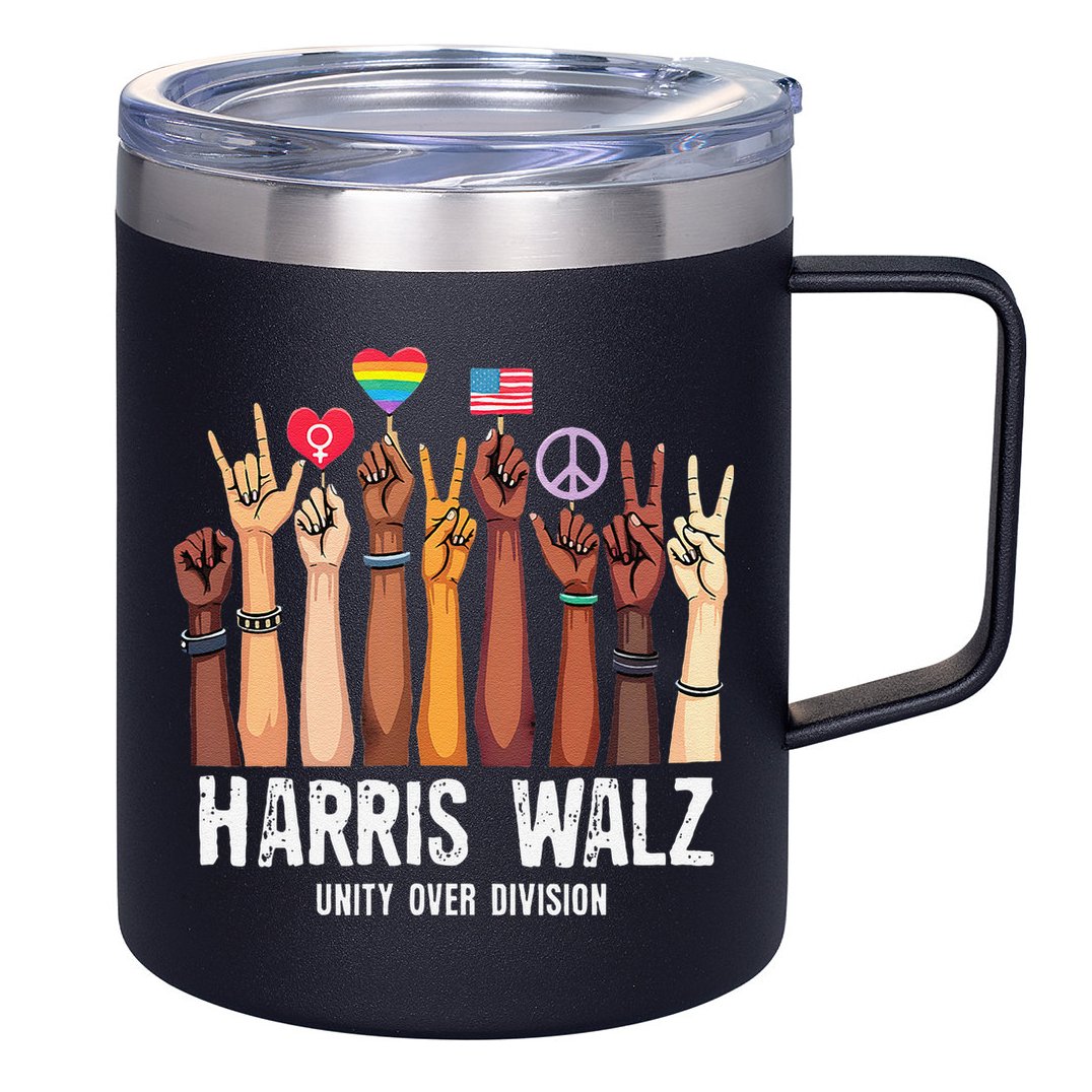 Kamala Harris Election Day Harris Walz Unity Over Division 12oz Stainless Steel Coffee Mug