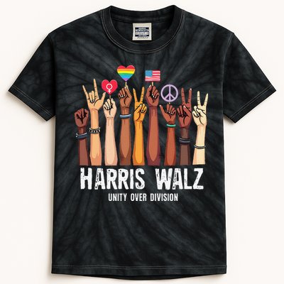 Kamala Harris Election Day Harris Walz Unity Over Division Kids Tie-Dye T-Shirt