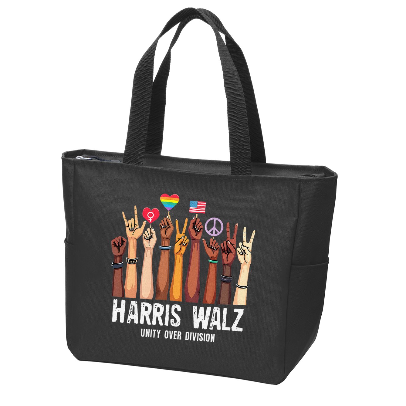 Kamala Harris Election Day Harris Walz Unity Over Division Zip Tote Bag