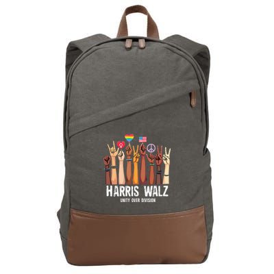 Kamala Harris Election Day Harris Walz Unity Over Division Cotton Canvas Backpack