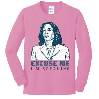 Kamala Harris Excuse Me IM Speaking President 2024 Kids Long Sleeve Shirt