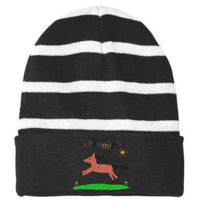 Ketamine Horse Emergency Funny Striped Beanie with Solid Band