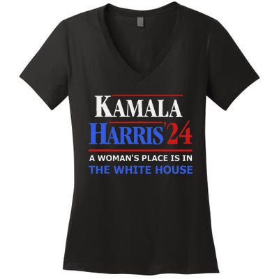 Kamala Harris24 Elect A WomanS Place Is In The White House Women's V-Neck T-Shirt