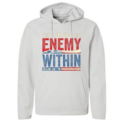 Kamala Harris Enemy Within Antitrump Left Wing Performance Fleece Hoodie