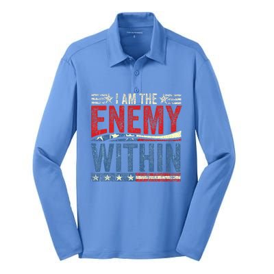 Kamala Harris Enemy Within Antitrump Left Wing Silk Touch Performance Long Sleeve Polo