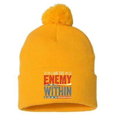 Kamala Harris Enemy Within Antitrump Left Wing Pom Pom 12in Knit Beanie