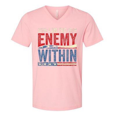 Kamala Harris Enemy Within Antitrump Left Wing V-Neck T-Shirt