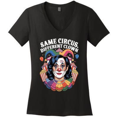Kamala Harris Election Same Circus Different Clown Women's V-Neck T-Shirt