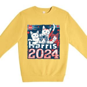 Kamala Harris Election Cat Lady 2024 Democrat Crazy Kitty Gift Premium Crewneck Sweatshirt