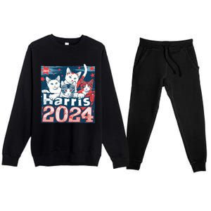 Kamala Harris Election Cat Lady 2024 Democrat Crazy Kitty Gift Premium Crewneck Sweatsuit Set