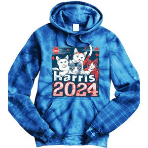 Kamala Harris Election Cat Lady 2024 Democrat Crazy Kitty Gift Tie Dye Hoodie