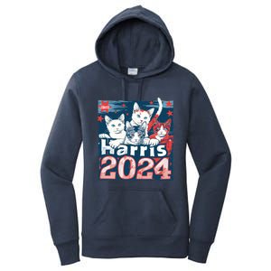 Kamala Harris Election Cat Lady 2024 Democrat Crazy Kitty Gift Women's Pullover Hoodie