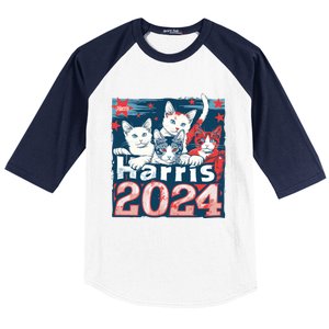 Kamala Harris Election Cat Lady 2024 Democrat Crazy Kitty Gift Baseball Sleeve Shirt