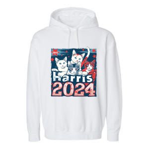 Kamala Harris Election Cat Lady 2024 Democrat Crazy Kitty Gift Garment-Dyed Fleece Hoodie