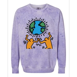 Keith Haring Earth Day Artwork Colorblast Crewneck Sweatshirt