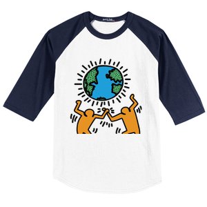 Keith Haring Earth Day Artwork Baseball Sleeve Shirt