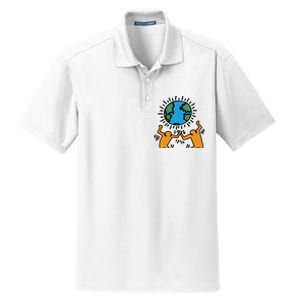 Keith Haring Earth Day Artwork Dry Zone Grid Polo