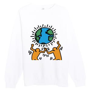 Keith Haring Earth Day Artwork Premium Crewneck Sweatshirt