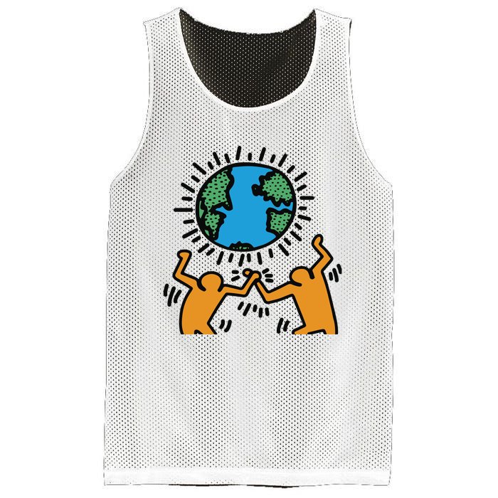 Keith Haring Earth Day Artwork Mesh Reversible Basketball Jersey Tank