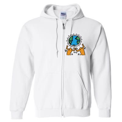 Keith Haring Earth Day Artwork Full Zip Hoodie